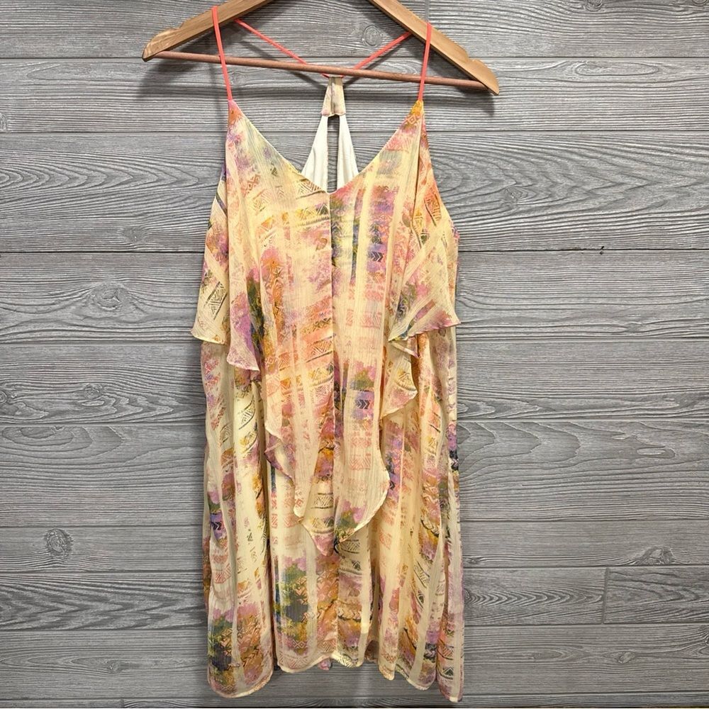 Tribal Boho Festival Mini Dress Sheer Lined Southwestern Xhilaration Size L